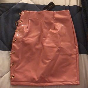 Pink Latex Chained Skirt